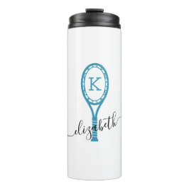 Tennis Personalisiert Name Initial Aquamarin Thermosbecher