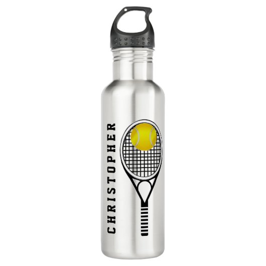 Tennis Personalisiert Name oder Monogramm Trinkflasche (Vorderseite)