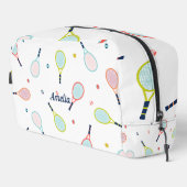 Tennis Personalisiert Name Rosa Blau Custom Waschbeutel (Rechte Ecke)