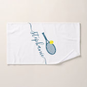 Tennis Personalisiert Name Script Monogram Blue Handtuch (Handtuch)