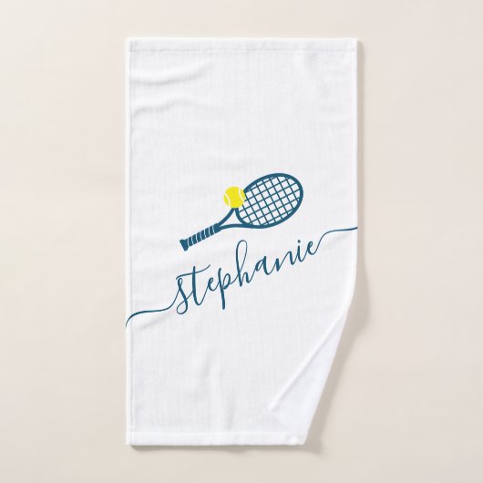 Tennis Personalisiert Name Script Monogram Blue Handtuch (Handtuch)