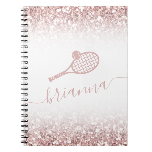 Tennis Personalisiert Pink Girly Glitzer Notizblock (Vorderseite)