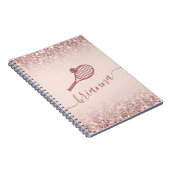 Tennis Personalisiert Pink Girly Sparkle Notebook Notizblock (Rechte Seite)