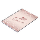 Tennis Personalisiert Pink Girly Sparkle Notebook Notizblock (Linke Seite)