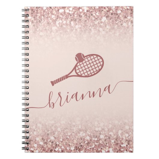Tennis Personalisiert Pink Girly Sparkle Notebook Notizblock (Vorderseite)