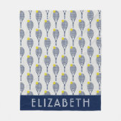 Tennis-Personalisierter Name oder Monogramm Fleecedecke (Vorderseite)