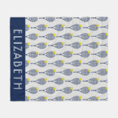 Tennis-Personalisierter Name oder Monogramm Fleecedecke (Vorderseite (Horizontal))