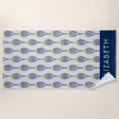 Tennis-Personalisierter Name oder Monogramm Strandtuch (Vorderseite)