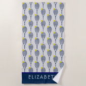 Tennis-Personalisierter Name oder Monogramm Strandtuch (Vorderseite)