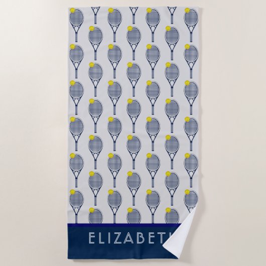 Tennis-Personalisierter Name oder Monogramm Strandtuch (Vorderseite)