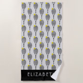 Tennis-Personalisierter Name oder Monogramm Strandtuch (Vorderseite)