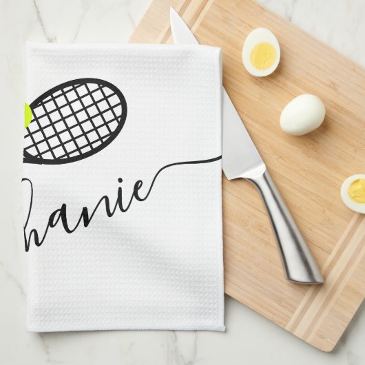 Tennis Personalisierter Skriptname Geschirrtuch (Viertel Falte)