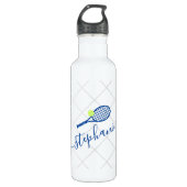 Tennis Personalisiertes Script Blue Name  Edelstahlflasche (Vorderseite)