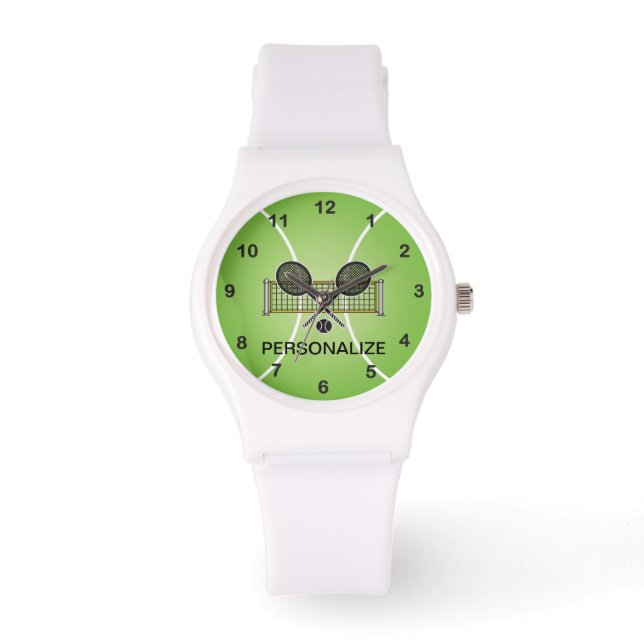 Tennis | Personalize - Green Armbanduhr (Vorderseite)