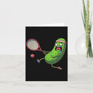 Tennis-Pickle-Athlet läuft mit Schläger und Ball Karte