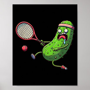 Tennis-Pickle-Athlet läuft mit Schläger und Ball Poster