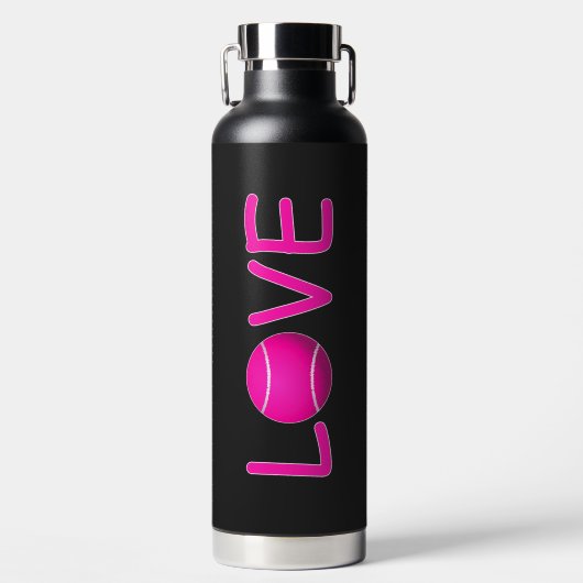 Tennis Pink LIEBE Black Trinkflasche (Vorderseite)