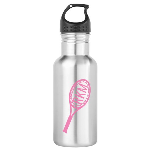 Tennis Pink Monogram Edelstahlflasche (Vorderseite)