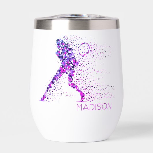 Tennis Pink Pixels Personalisierter Name (Vorderseite)