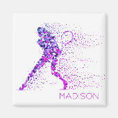 Tennis Pink Pixels Personalisierter Name Magnet (Vorne)