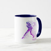 Tennis Pink Pixels Personalisierter Name Tasse (VorderseiteRechts)