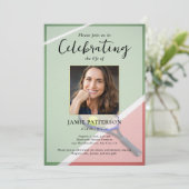 Tennis Player, Celebration of Life Photo Funeral Einladung (Stehend Vorderseite)