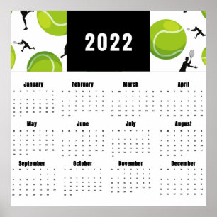 Tennis Player Coach Kalender 2022 Ball Muster Poster
