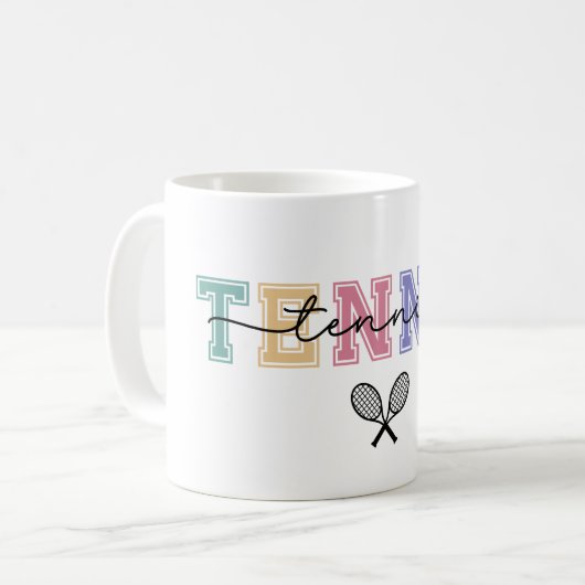 Tennis Player farbenfroh Kaffeetasse (Vorderseite Links)