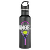 Tennis Player Girl Name Engel Ball und Racket Spor Edelstahlflasche (Vorderseite)