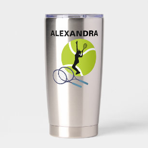 Tennis Player Girl, Tennis Girl Geburtstag Thermobecher