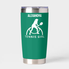 Tennis Player Girl, Tennis Girl Geburtstagsinsulat Thermobecher