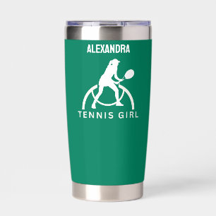 Tennis Player Girl, Tennis Girl Geburtstagsinsulat Thermobecher
