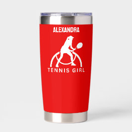 Tennis Player Girl, Tennis Girl Geburtstagsinsulat Thermobecher