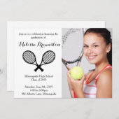 Tennis Player Graduation Party Foto Einladung (Vorne/Hinten)
