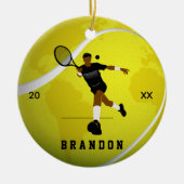 Tennis Player Illustration & Boys Kinder Jahr Keramik Ornament (Vorne)