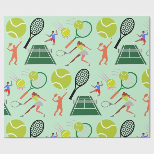 Tennis Player Pattern Geschenkpapier (Flach)