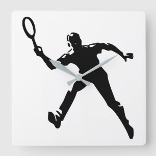 Tennis Player Quadratische Wanduhr