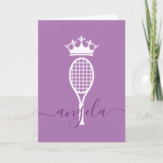 Tennis Player Queen of Court Lila Geburtstag Karte (Vorderseite)