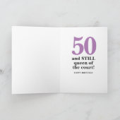 Tennis Player Queen of Court Lila Geburtstag Karte (Innenseite)