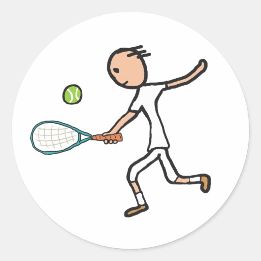 Tennis Player Runder Aufkleber (Vorderseite)