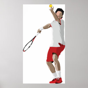 Tennis Player Serving Poster
