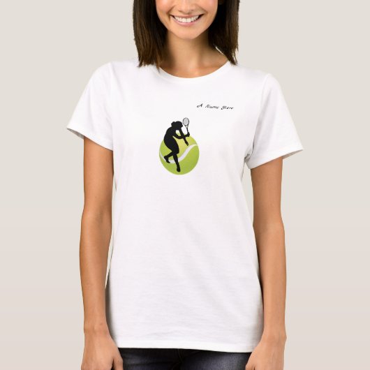 Tennis Player Silhouette and Ball Personalize T-Shirt (Vorderseite)