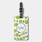 Tennis Player Silhouette Name Personalisiert Gepäckanhänger (Vorderseite vertikal)