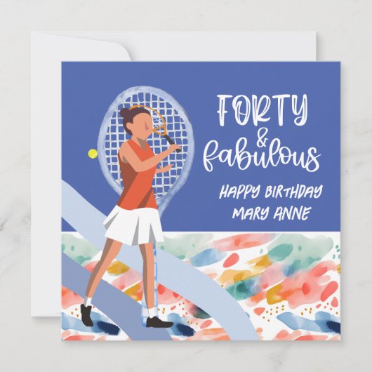 Tennis Player spielt 40. Geburtstag Tennis (Vorderseite)