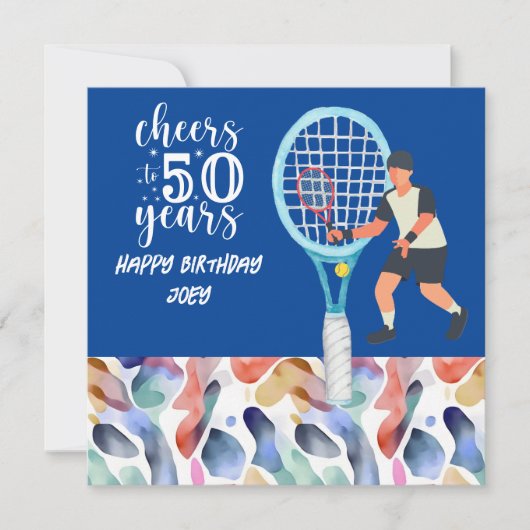Tennis Player spielt 50. Geburtstag Tennis (Vorderseite)