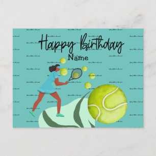 Tennis Player spielt Happy Birthday Postcard Postkarte