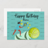Tennis Player spielt Happy Birthday Postcard Postkarte (Vorne/Hinten)