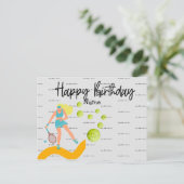 Tennis Player spielt Happy Birthday Postcard Postkarte (Stehend Vorderseite)