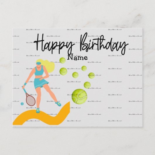 Tennis Player spielt Happy Birthday Postcard Postkarte (Vorderseite)