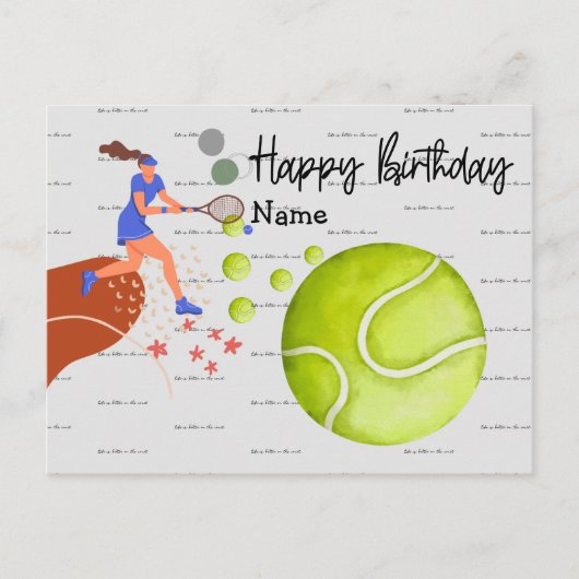 Tennis Player spielt Happy Birthday Postcard Postkarte (Vorderseite)